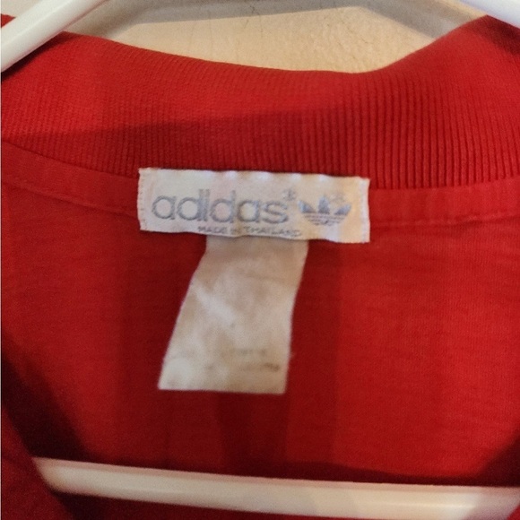 Vintage 70s Adidas Trefoil Polo Spellout pocket Large red - Picture 2 of 7